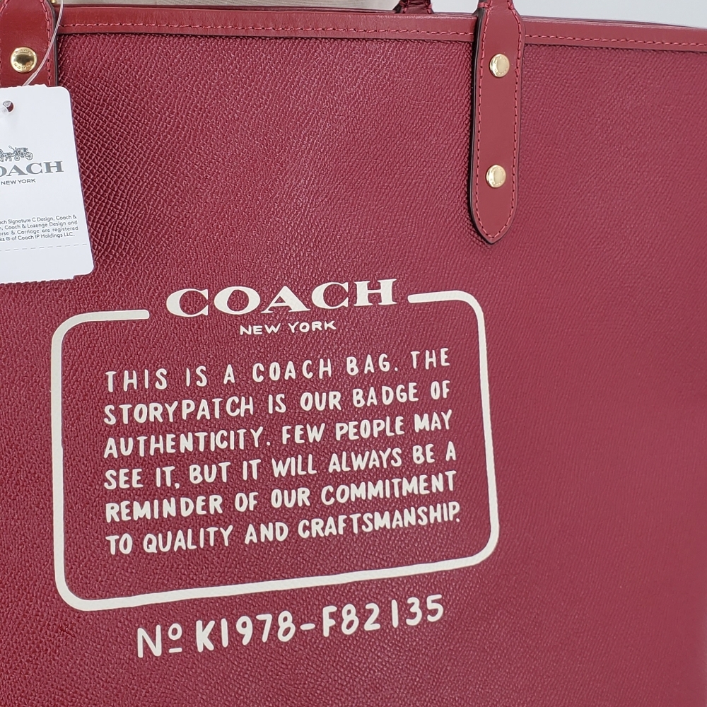 Coach Reversible Red Tote Horse Signature Bag - Picture 4 of 6